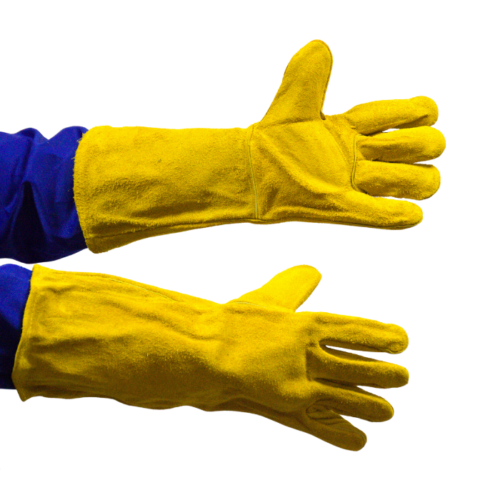 Yellow leather lined glove
