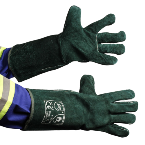 Green lined leather glove image